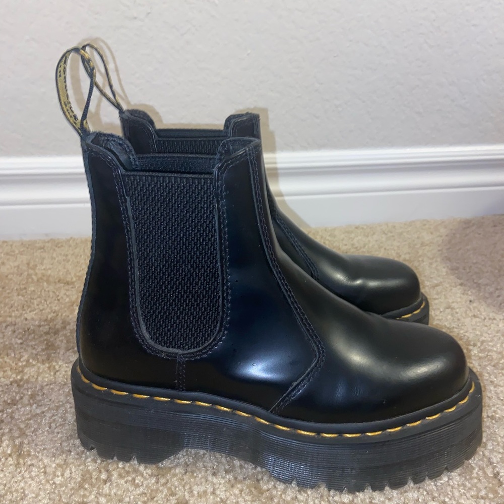 Black Chelsea platform Doc Marten boots